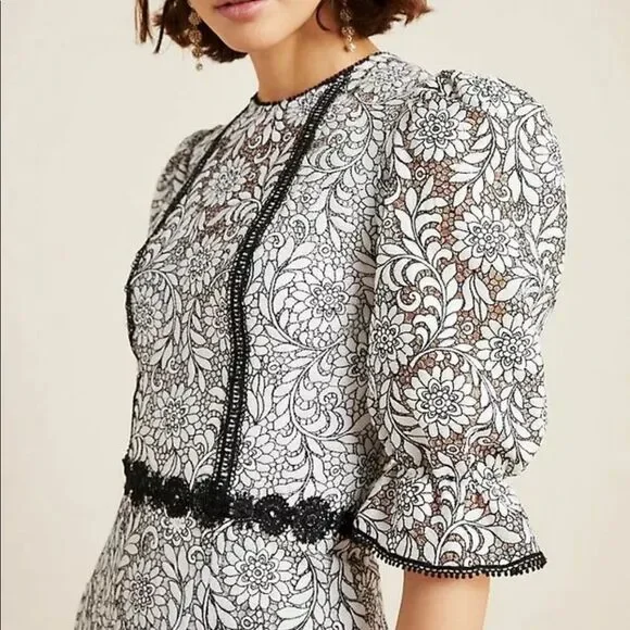 NWT Anthropologie Monique Lhuillier Lace Dress 6P - Picture 2 of 16